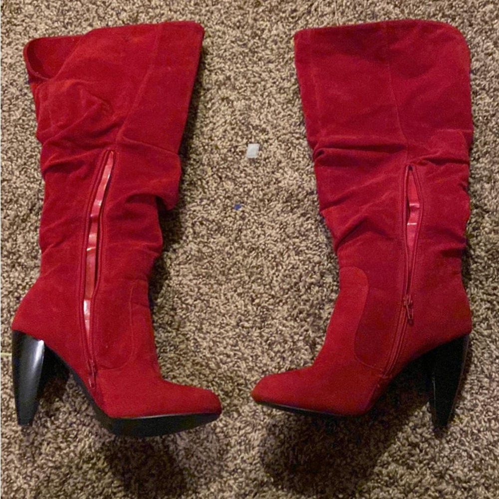 Never worn red boots size 6